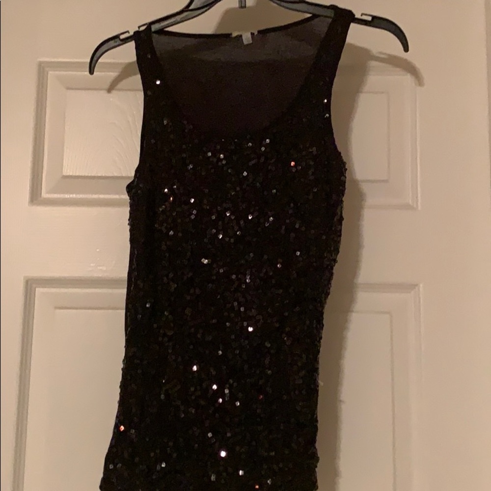 Black sequence tank top
